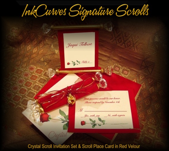 Exclusive Crystal Invitation Scrolls and Place Cards for Weddings, Special Events, and Parties