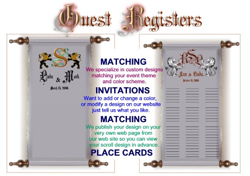guest register scrolls and wedding reception scrolls